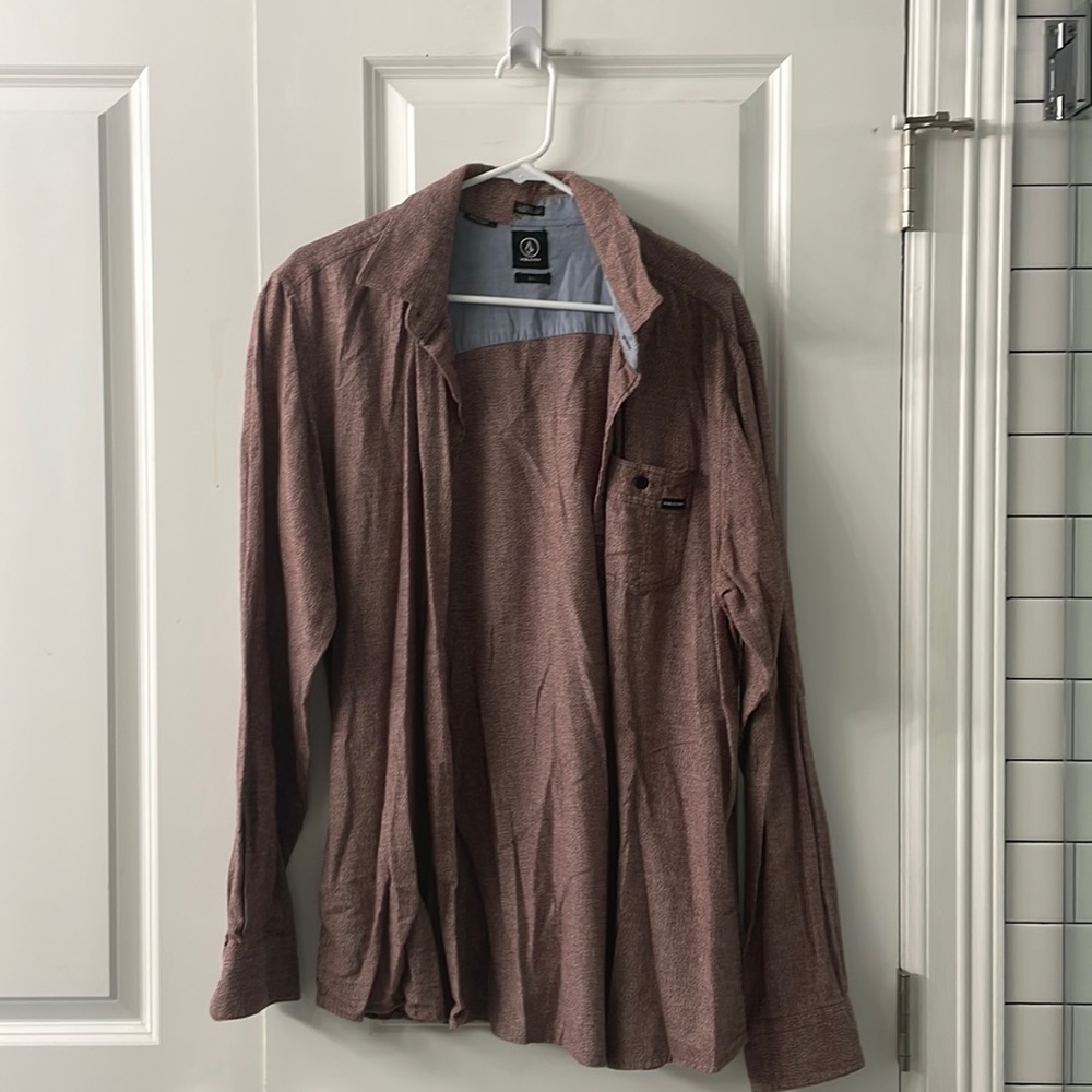 volcom red button down